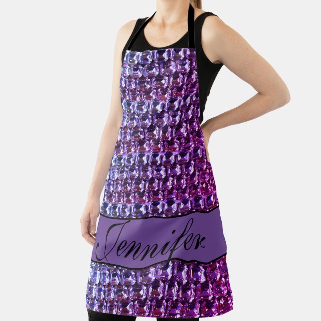 Elegant purple gemstones diamonds apron (Insitu)