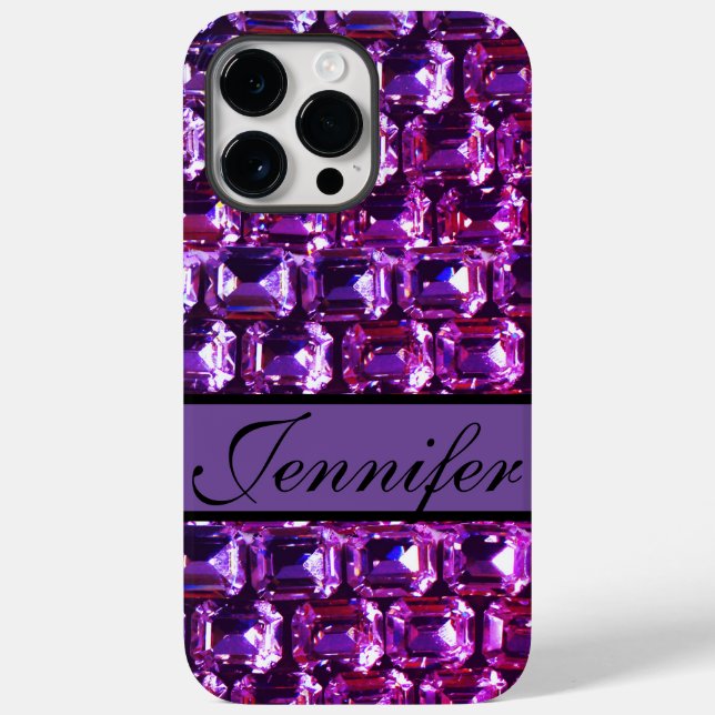 Elegant purple gemstones diamonds calligraphy Case-Mate iPhone case (Back)