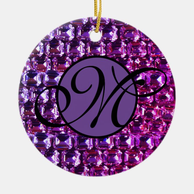 Elegant purple gemstones diamonds ceramic tree decoration (Front)