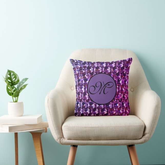 Elegant purple gemstones diamonds cushion (Chair)