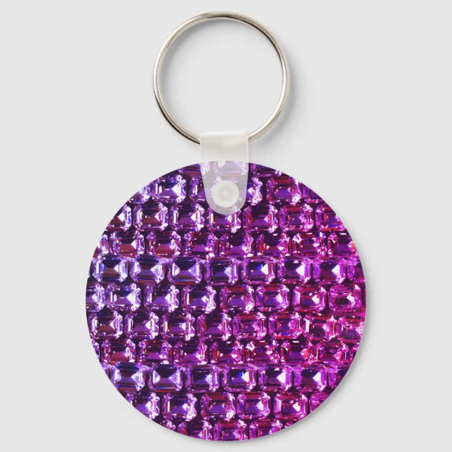 Elegant purple gemstones diamonds key ring (Front)