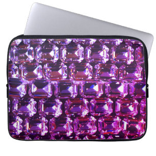Elegant purple gemstones diamonds laptop sleeve