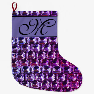 Elegant purple gemstones diamonds large christmas stocking