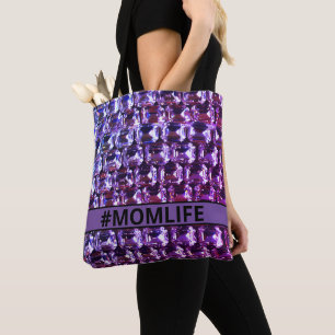 Elegant purple gemstones diamonds tote bag