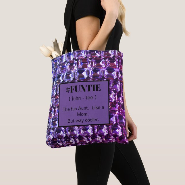 Elegant purple gemstones diamonds tote bag (Close Up)