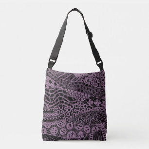 Elegant Purple Geometric Abstract Tribal Pattern Crossbody Bag