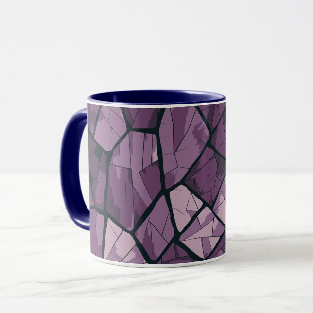 Elegant Purple Geometric Stained Glass Design Mug (Front Left)