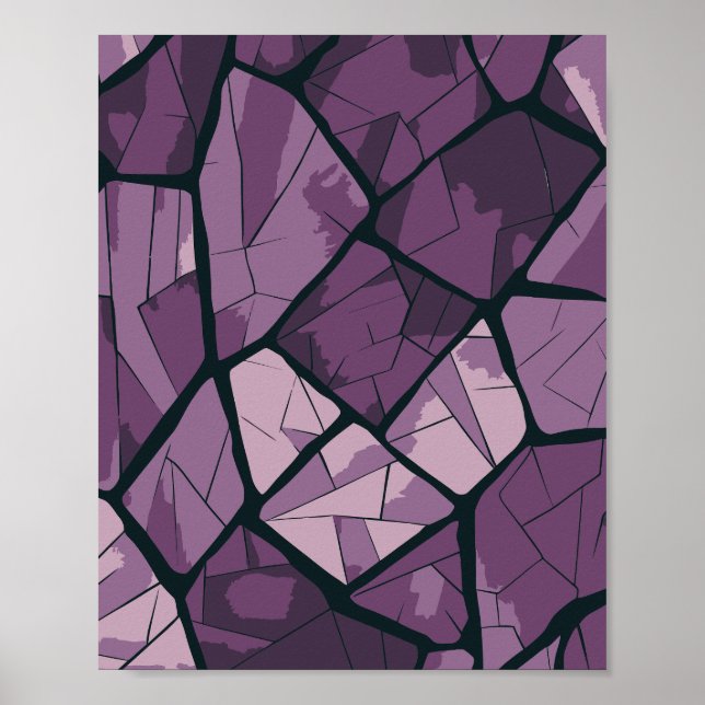 Elegant Purple Geometric Stained Glass Design Poster (Front)