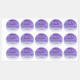 Elegant Purple Glitter 90th Birthday Small Favour
