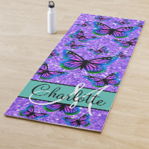 Elegant purple glitter butterflies monogram