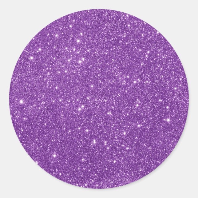 Elegant Purple Glitter Classic Round Sticker (Front)