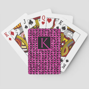 Elegant Purple Glitter Glam Sparkle Initial Playing Cards