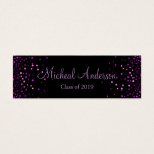 Elegant Purple Glitter Graduation Name Card