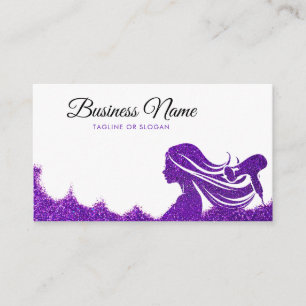 Elegant Purple Glitter Lady Hairdresser Appointment Card