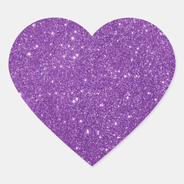 Elegant Purple Glitter Luxury Girly Heart Sticker (Front)
