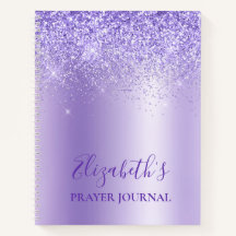 Elegant Purple Glitter Prayer Journal Notebook