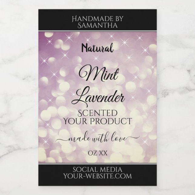 Elegant Purple Glitter Product Packaging Labels (Single Label)