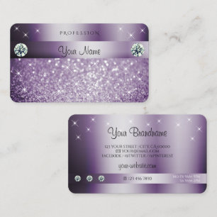 Elegant Purple Glitter Sparkling Stars Diamonds Business Card