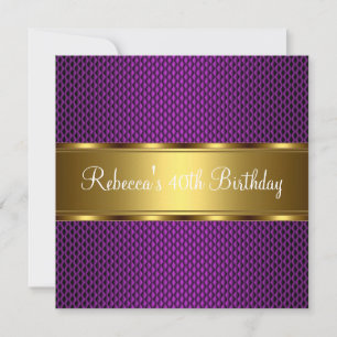 Elegant Purple Gold 40th Birthday Party Invitation