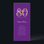 Elegant Purple Gold 80th Birthday Program   Menu Invitation<br><div class="desc">Elegant "Birthday Party Program" design with a sophisticated script typography w/ custom text.</div>