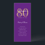 Elegant Purple Gold 80th Birthday Program   Menu Invitation<br><div class="desc">Elegant "Birthday Party Program" design with a sophisticated script typography w/ custom text.</div>