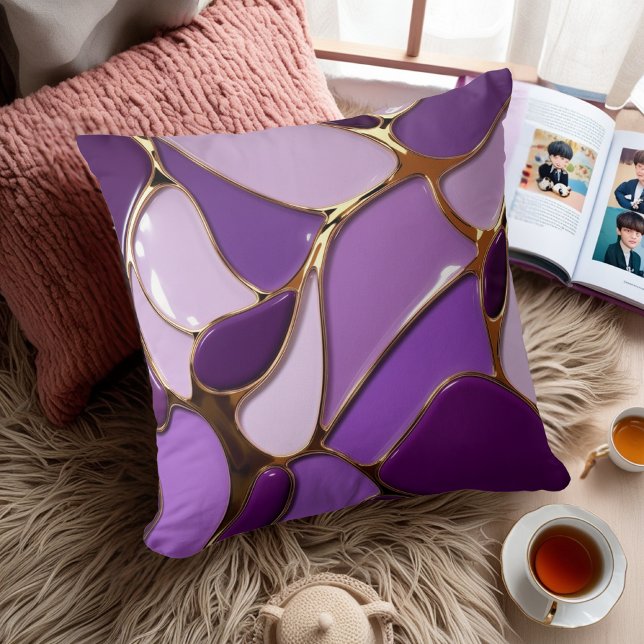 Elegant Purple & Gold Abstract Pillow (Creator Uploaded)