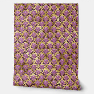 Elegant Purple Gold Art Deco Peel and Stick Wallpaper