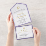 Elegant Purple Gold Bat Mitzvah All In One Invitation<br><div class="desc">Elegant Purple Gold Bat Mitzvah All in One Invitation</div>