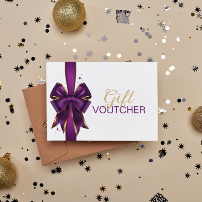 Elegant Purple & Gold Bow Gift Voucher (Creator Uploaded)
