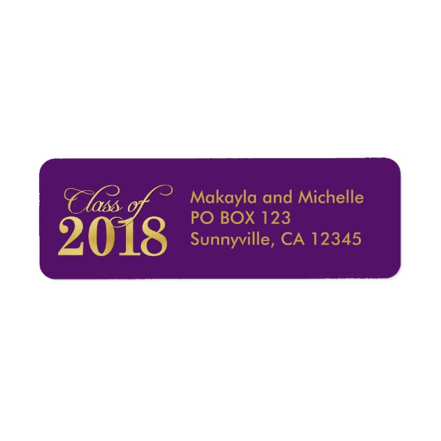 Elegant Purple & Gold Class of 2018 Graduation (Front)
