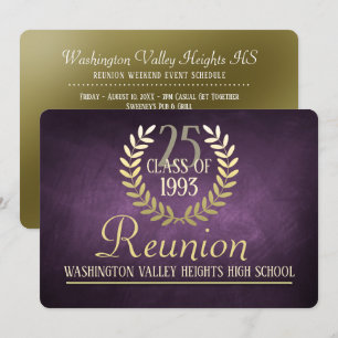 Elegant Purple Gold Class Reunion Invitation