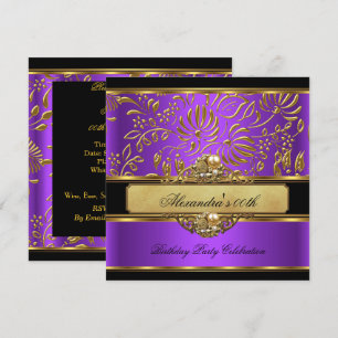 Elegant Purple Gold Damask Pearl Party Invitation