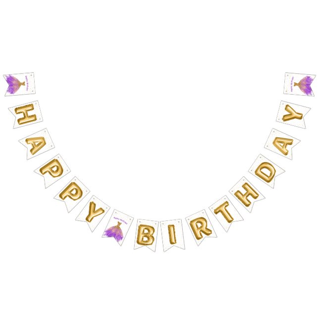 Elegant Purple Gold Dress Birthday Bunting (All)