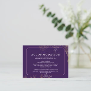 Elegant Purple Gold Floral Accommodations Enclosur Enclosure Card