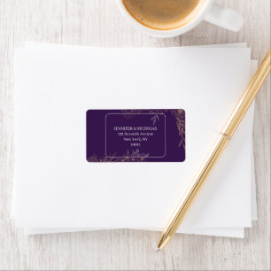 Elegant Purple Gold Floral Address Label