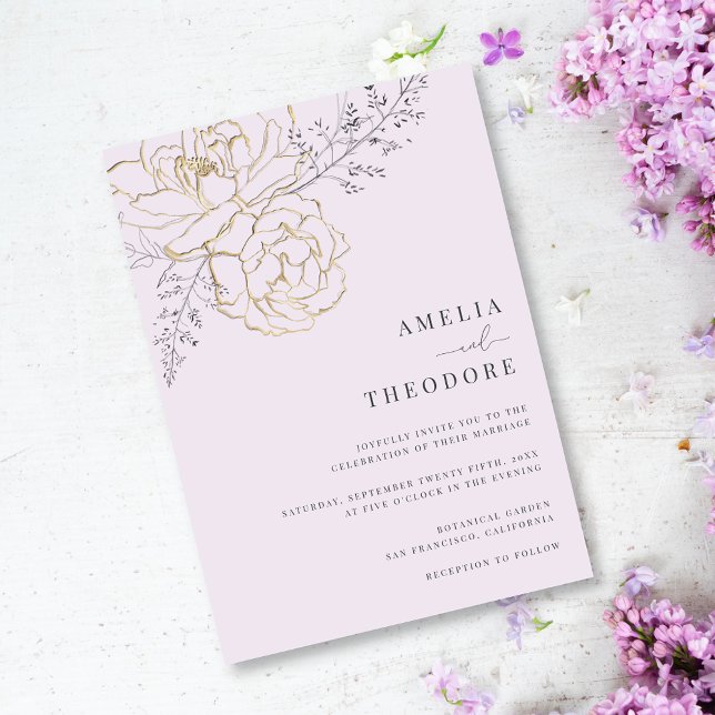 Elegant Purple Gold Floral Wedding Invitation (Creator Uploaded)