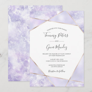 Elegant Purple & Gold Geometic Wedding Invitation