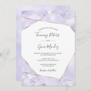 Elegant Purple & Gold Geometic Wedding Invitation