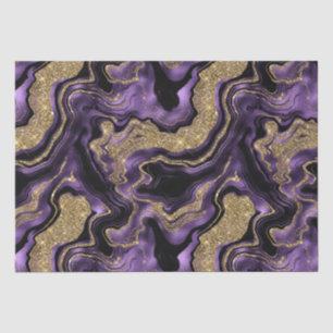 Elegant Purple & Gold Glitter Agate Birthday Tissue Paper