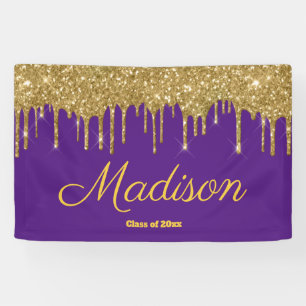 Elegant Purple Gold Graduation Party Class of 2024 Banner