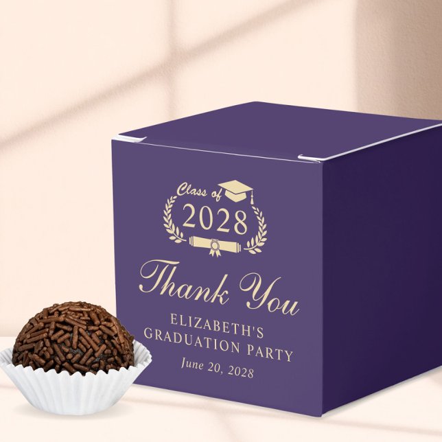 Elegant Purple Gold Graduation Party Thank You Favour Box (Creator Uploaded)
