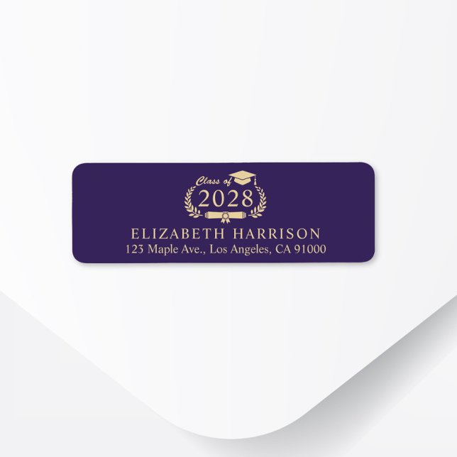 Elegant Purple Gold Graduation Return Address (Creator Uploaded)