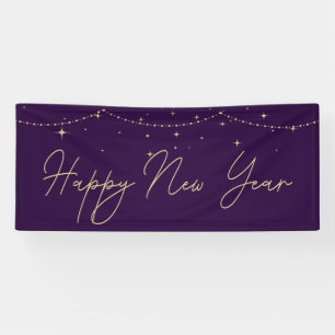 Elegant Purple Gold Happy New Year Banner