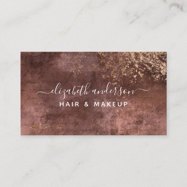 Elegant Purple Gold Marble Modern Chic Salon Business Card (Front)