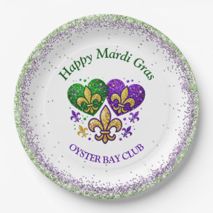 Elegant Purple Gold Masquerade Fleur De Lis Paper Plate