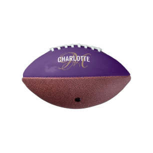 Elegant purple gold monogram name football american football