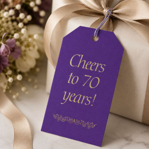 Elegant Purple Gold Ornament 70th Birthday Gift Tags