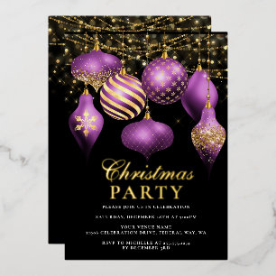 Elegant Purple Gold Ornaments Christmas Party