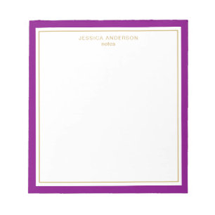 Elegant Purple Gold Personalised Notepad