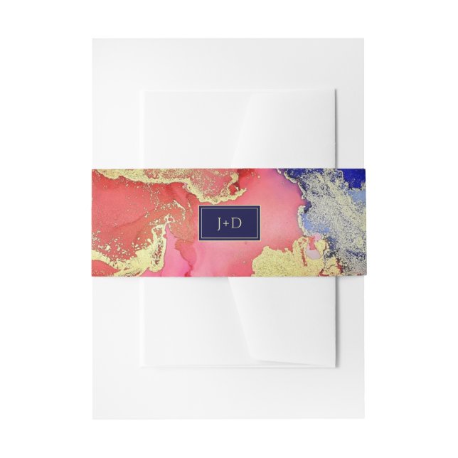 Elegant Purple Gold Red Wedding Invitation Belly Band (Front Example)